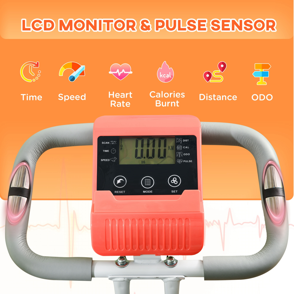 2-in-1 Upright & Recumbent Exercise Bike – 8-Level Resistance, Pulse Sensor & Foldable X-Bike (Orange) - All Round Fitness