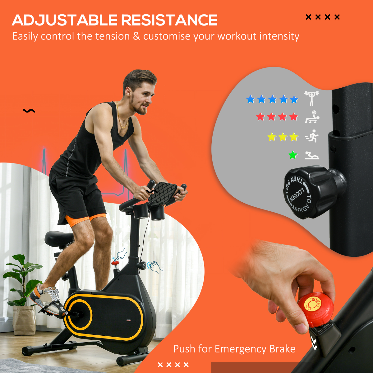 SPORTNOW Stationary Exercise Bike with LCD Display & 8 Resistance Levels – Home Cardio Training - All Round Fitness