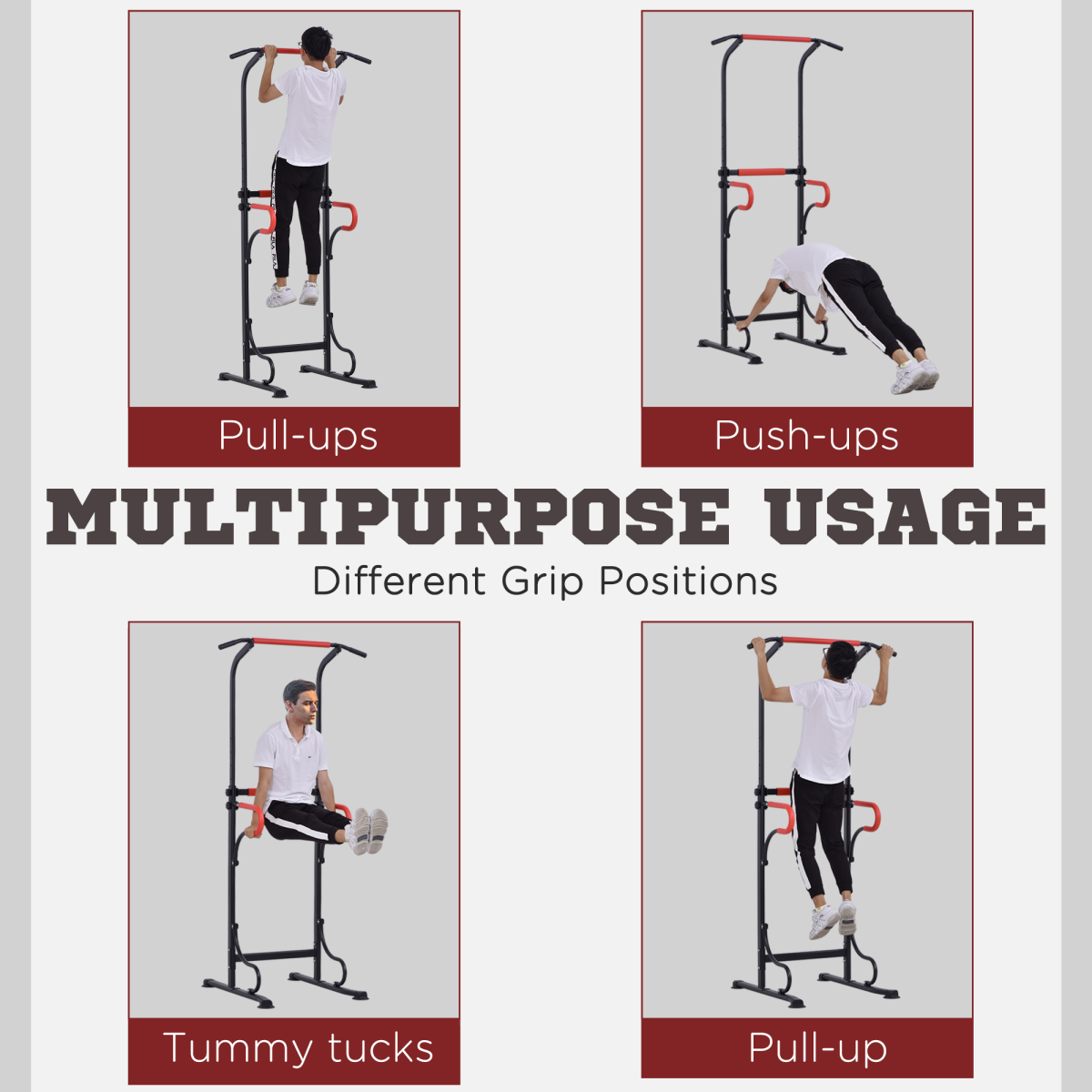 Adjustable Steel Power Tower: Ultimate Multi-Use Gym Station for Total Body Workout - All Round Fitness