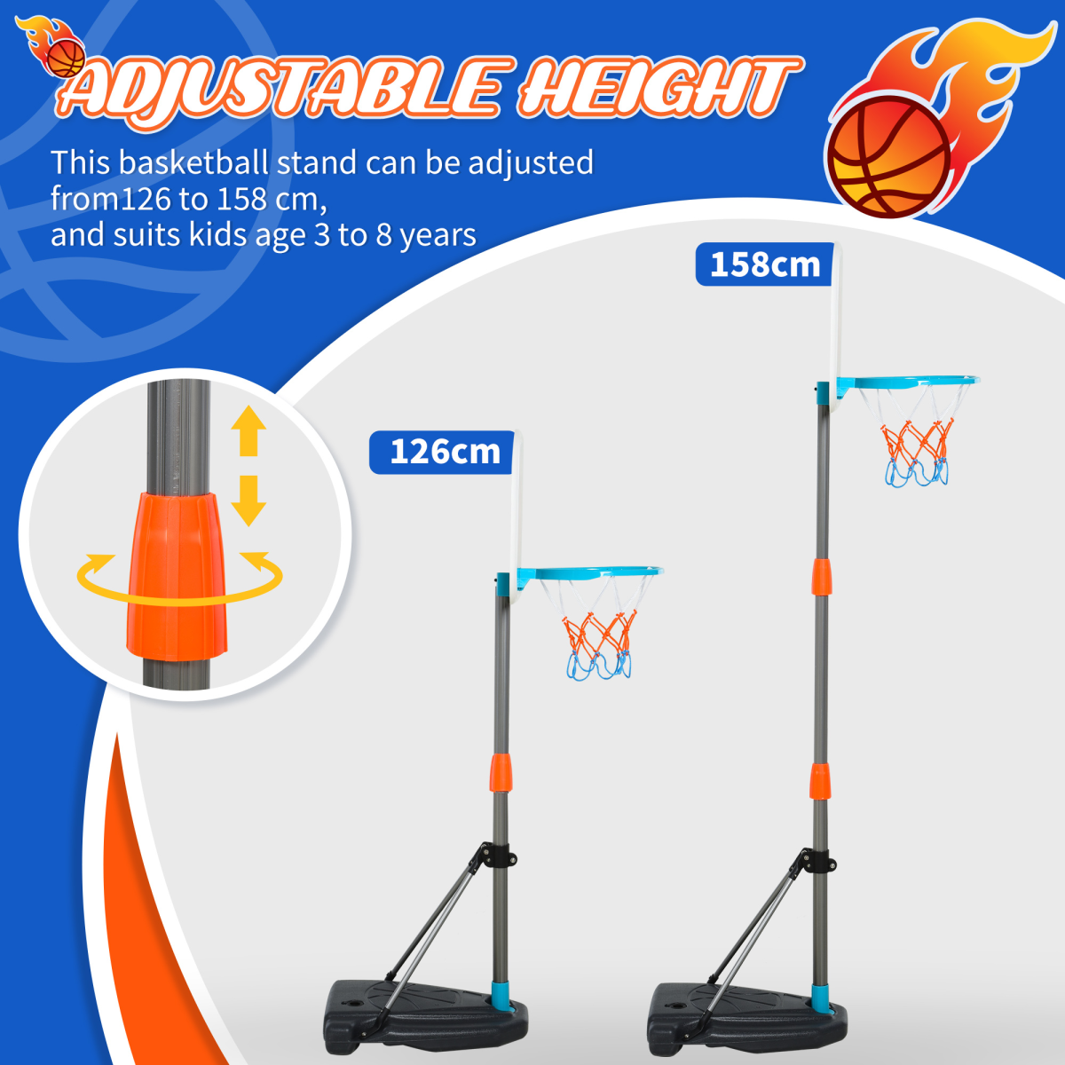 3-in-1 Kids Basketball Hoop Set with Ball & Pump, Adjustable Height, Fillable Base – Ages 3-8