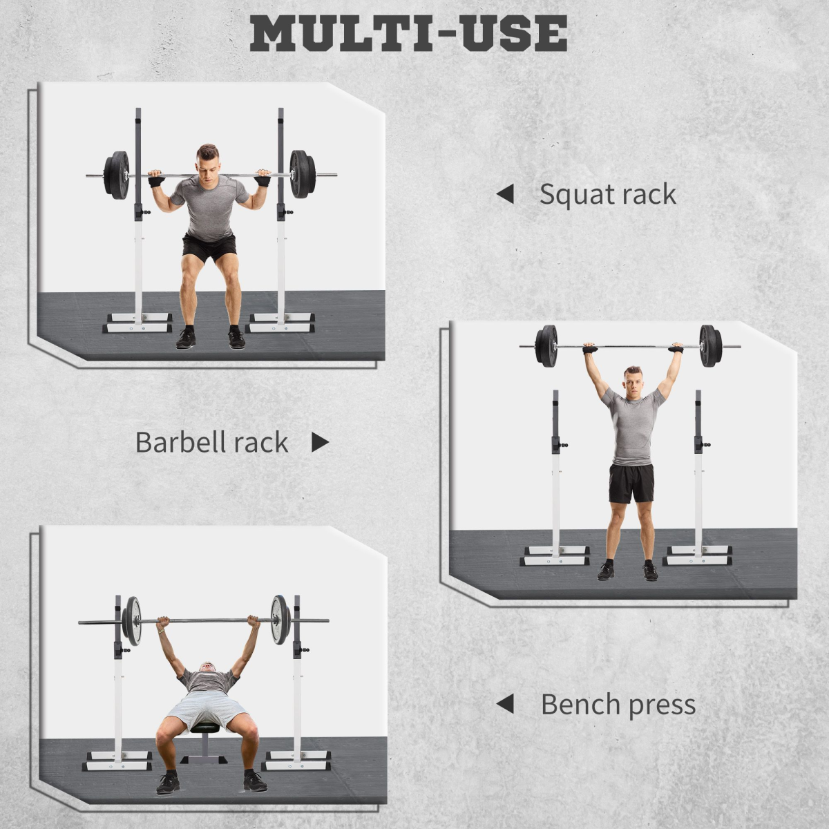 Heavy Duty Adjustable Squat & Barbell Stand – Multi-Use Power Rack for Home & Gym Training - All Round Fitness