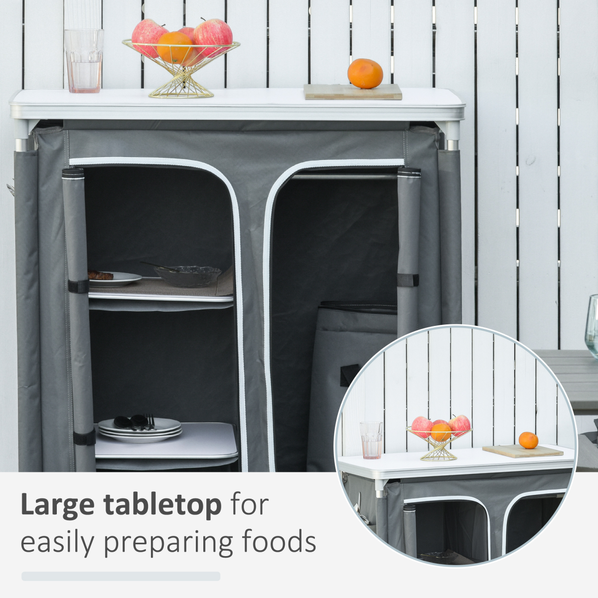 Aluminium 3-Shelf Camping Cupboard with Kitchen Station & Carry Bag