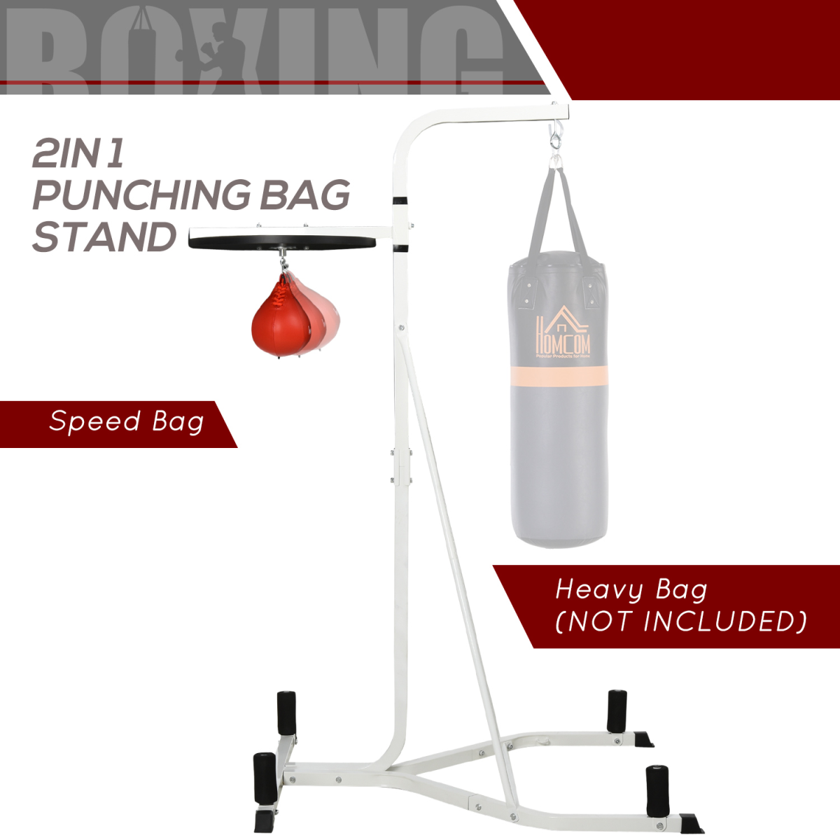 Adjustable Speed Bag Stand - HOMCOM Heavy-Duty Boxing Fitness Station - All Round Fitness