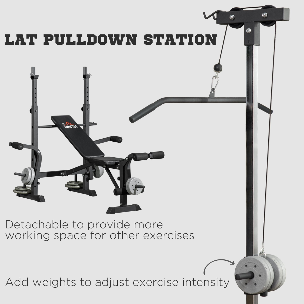 Adjustable Weight Bench with Barbell Rack & Pulley System – Full Body Workout