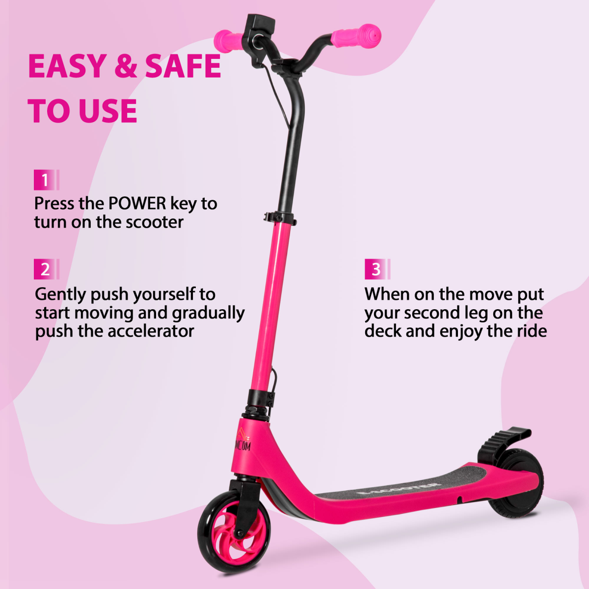 Pink 120W Electric Scooter w/ Battery Display & Rear Brake – Ride in Style! - All Round Fitness