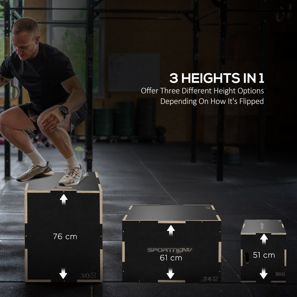 SPORTNOW Adjustable Plyometric Jump Box - Versatile Home Gym Essential - All Round Fitness
