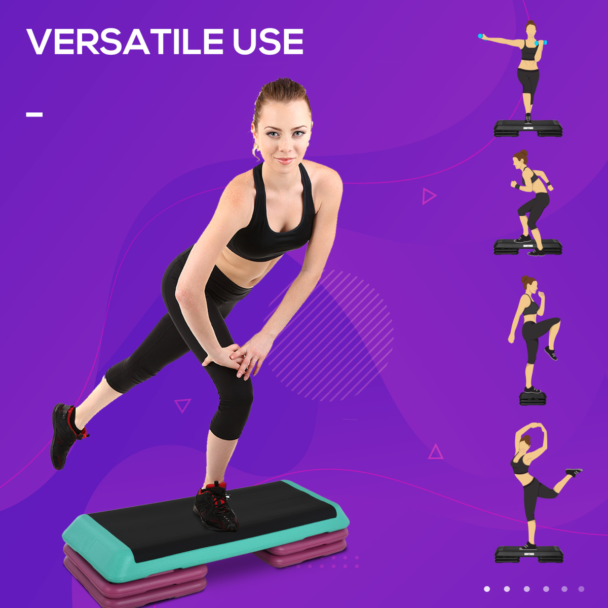 Adjustable Aerobic Stepper - Compact Indoor Workout Equipment by HOMCOM - All Round Fitness