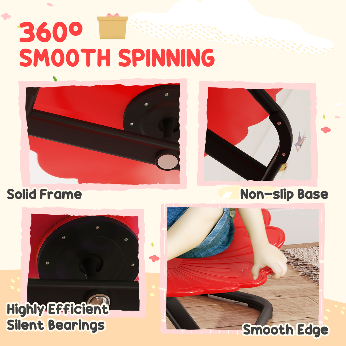 AIYAPLAY Sensory Spinning Chair for Kids – Balance, Coordination & Autism-Friendly Play - Red