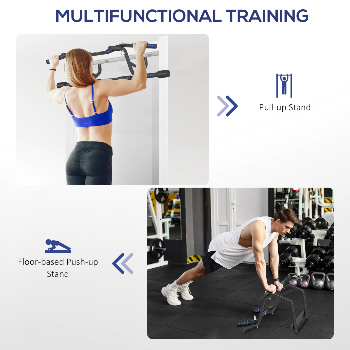 Multi-Grip Pull-Up & Chin-Up Bar for Doorway or Wall Mount – Non-Slip Handles, 150kg Capacity