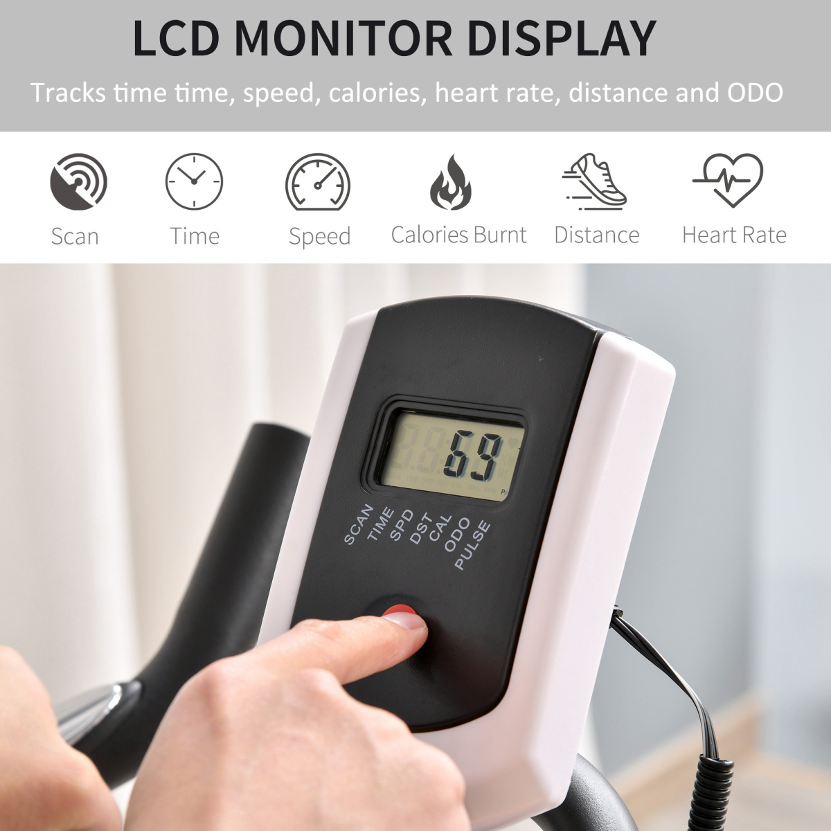 HOMCOM Exercise Bike with 10kg Flywheel – Adjustable Resistance, LCD Display & Upright Cycling Trainer - All Round Fitness