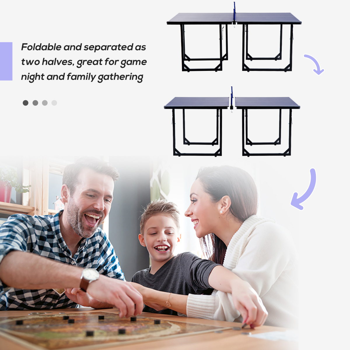 183cm Foldable Table Tennis Table with Net – Indoor Ping Pong Game, Blue