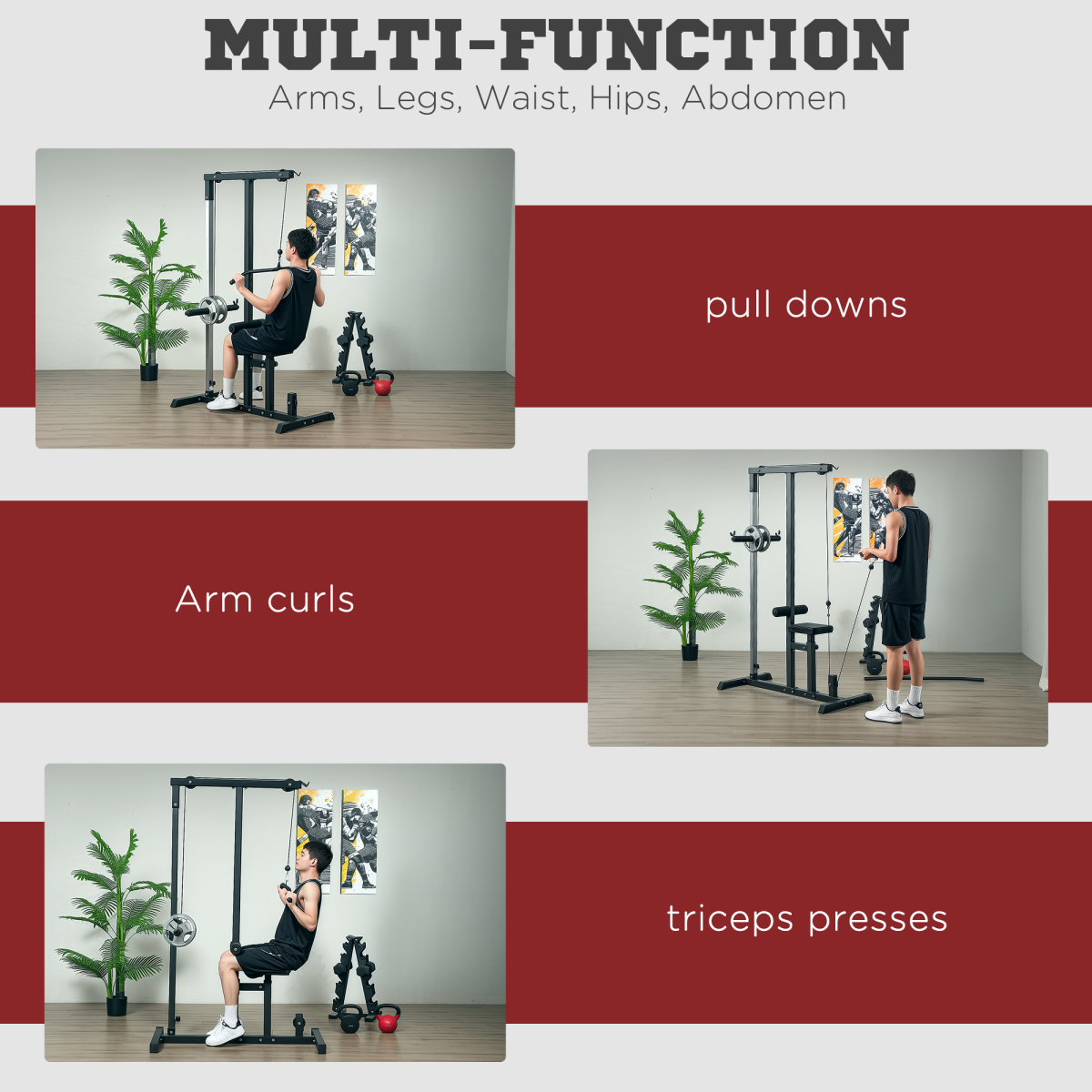 Ultimate Home Gym Power Tower - Adjustable Pulldown Machine for Total Upper Body Workout - All Round Fitness