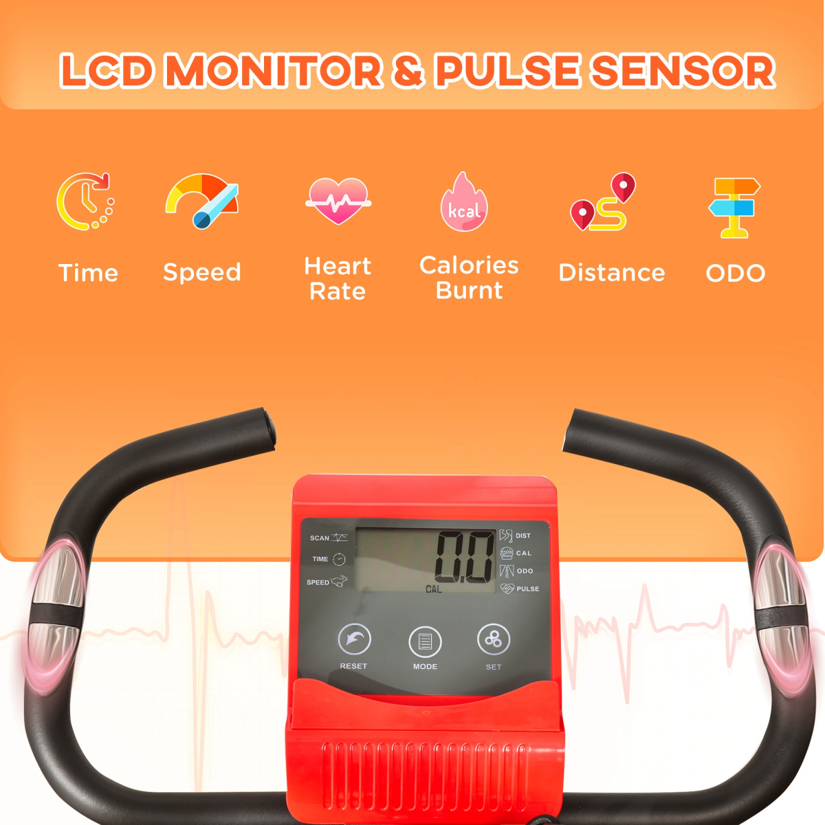 2-in-1 Upright & Recumbent Exercise Bike – 8-Level Adjustable Resistance with Pulse Sensor, LCD & Foldable X-Design – Red - All Round Fitness