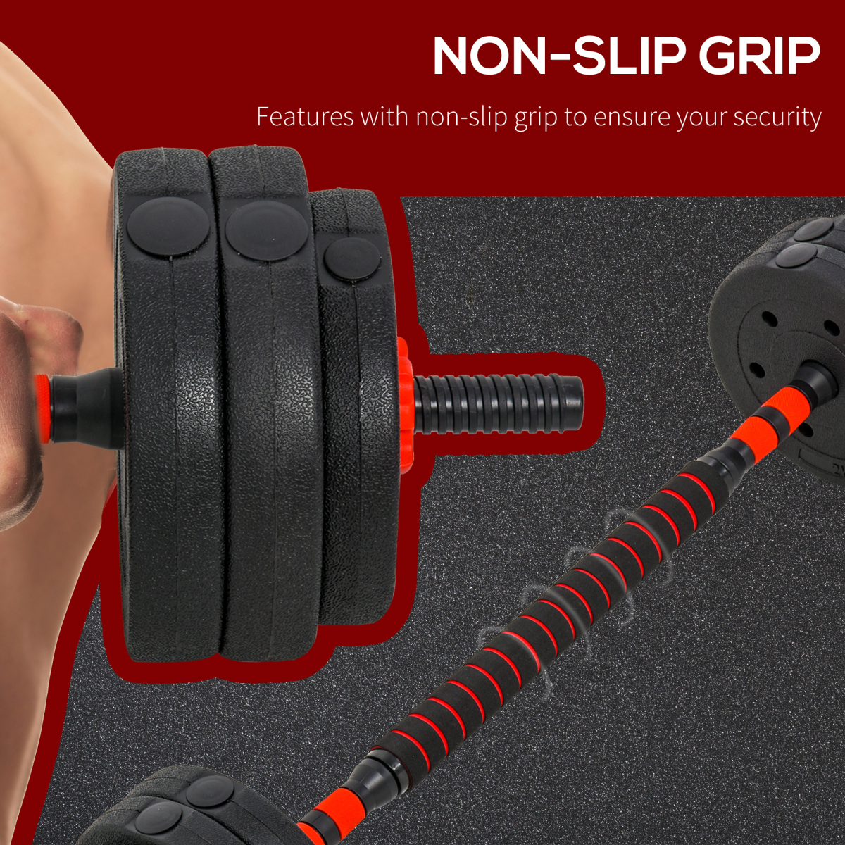 2-in-1 Adjustable 25kg Dumbbell & Barbell Set for Ultimate Home Fitness - All Round Fitness