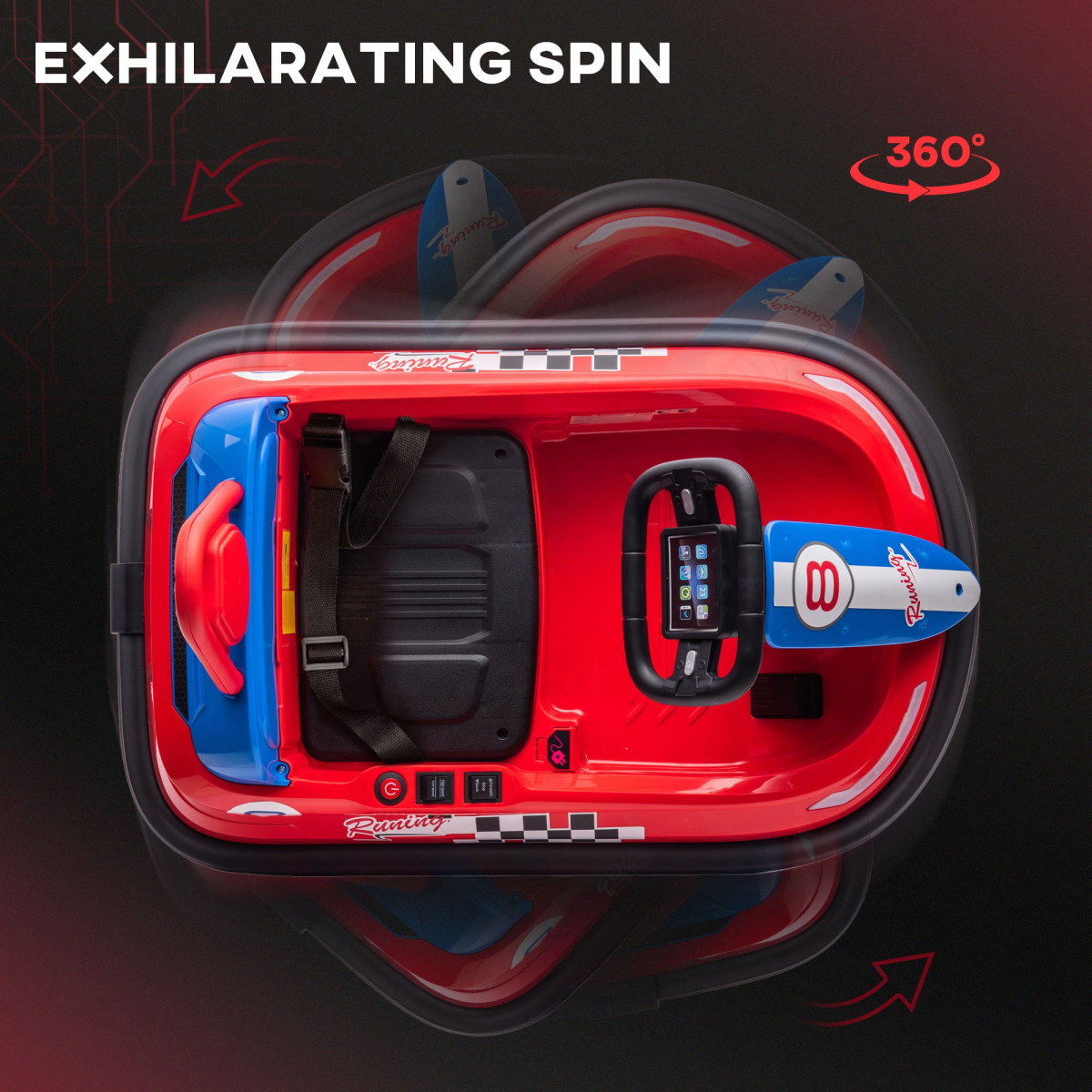 Kids 6V Electric Bumper Car with 360° Spin, Lights & Music – Red