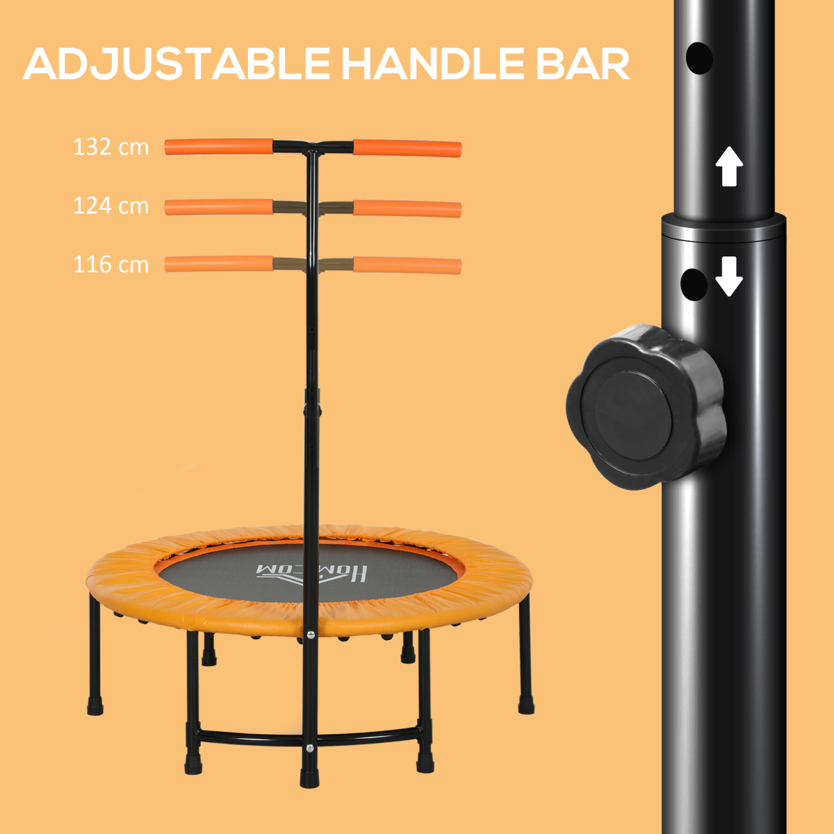 40" Mini Fitness Trampoline with Adjustable Handle – Orange