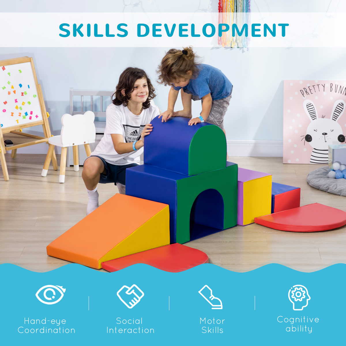 7-Piece Kids Foam Soft Play Set – Toddler Climbing and Play Structures