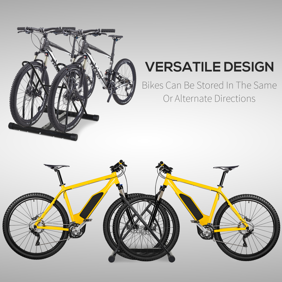 Versatile Reversible Steel Bike Rack with Protective Foot Caps - HOMCOM - All Round Fitness
