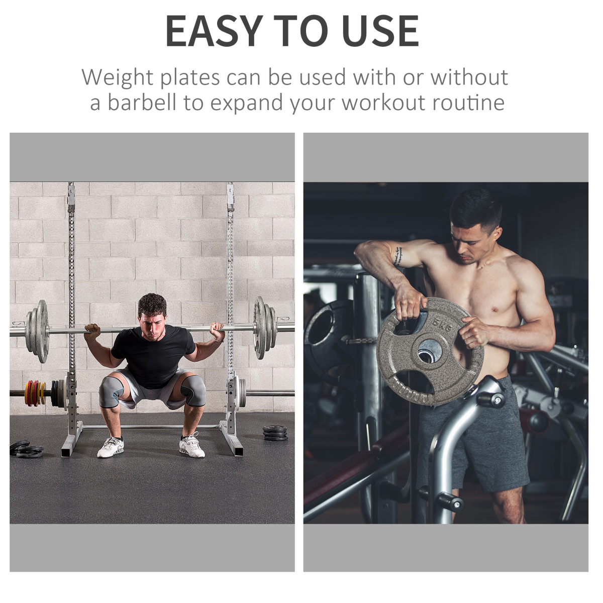 Olympic Weight Plates Set – 2 x 5kg & 2 x 2.5kg (15kg Total) – 2'' Tri-Grip Barbell Weights - All Round Fitness