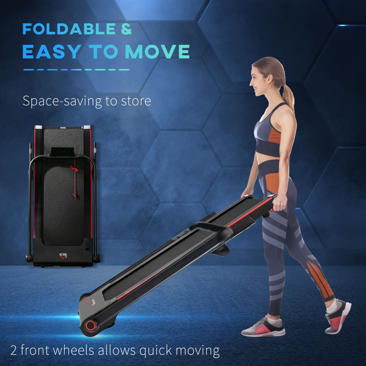 Electric Folding Treadmill with LED Monitor, Safety Key & Wheels – 750W Motorised Running Machine - All Round Fitness