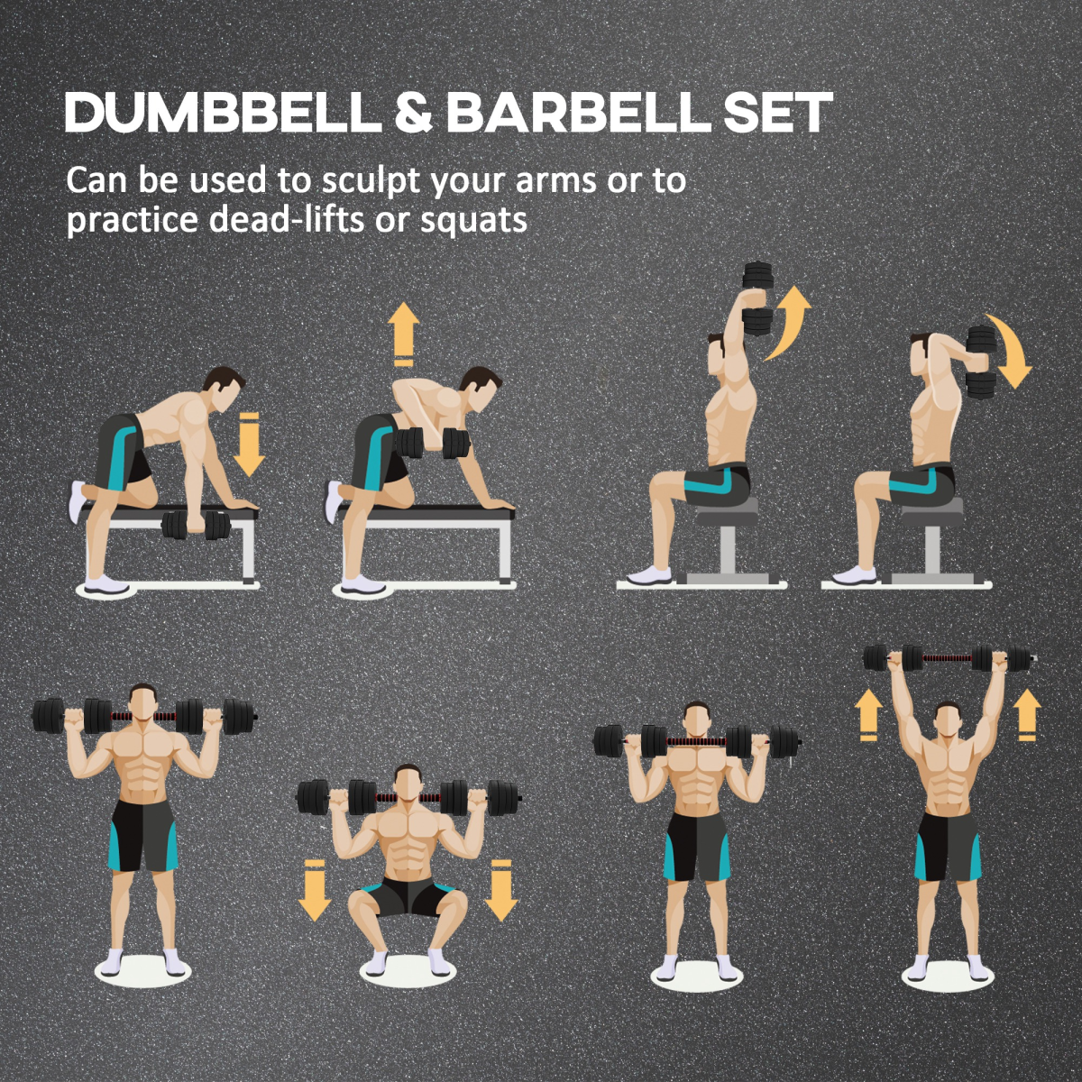 30kg Adjustable 2-in-1 Barbell and Dumbbell Weight Set for Body Fitness