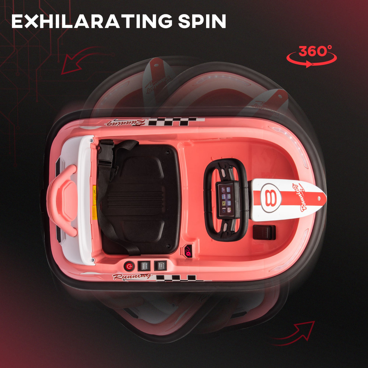 Kids 6V Electric Bumper Car with 360° Spin, Lights & Music – Pink