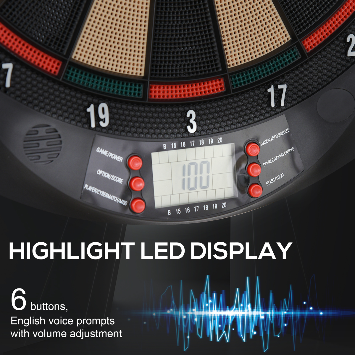 Electronic Dartboard with LCD Display – 26 Games, 185 Variations, 6 Darts & 30 Tip