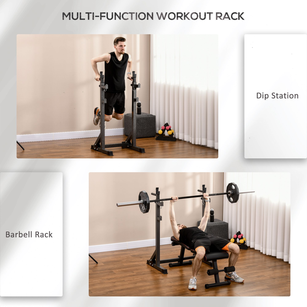 SPORTNOW Adjustable Heavy Duty Squat Rack - Ultimate Home Gym Companion! - All Round Fitness