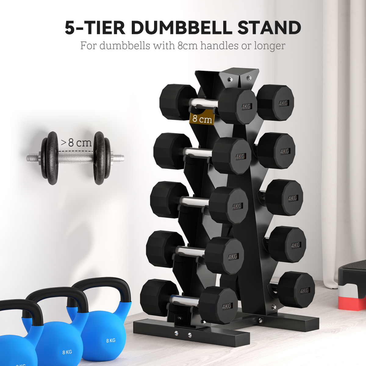 SPORTNOW Compact Five-Tier Dumbbell Rack - Organize Your Home Gym Efficiently! - All Round Fitness