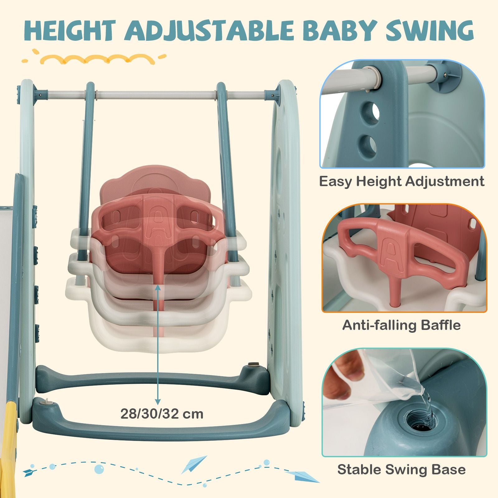 4-in-1 Freestanding Kids Slide and Swing Playset