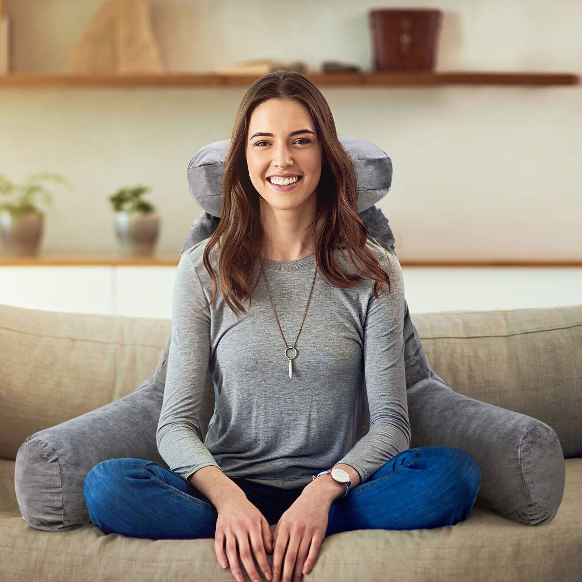 Extra Large Reading Pillow with Removable Neck Support