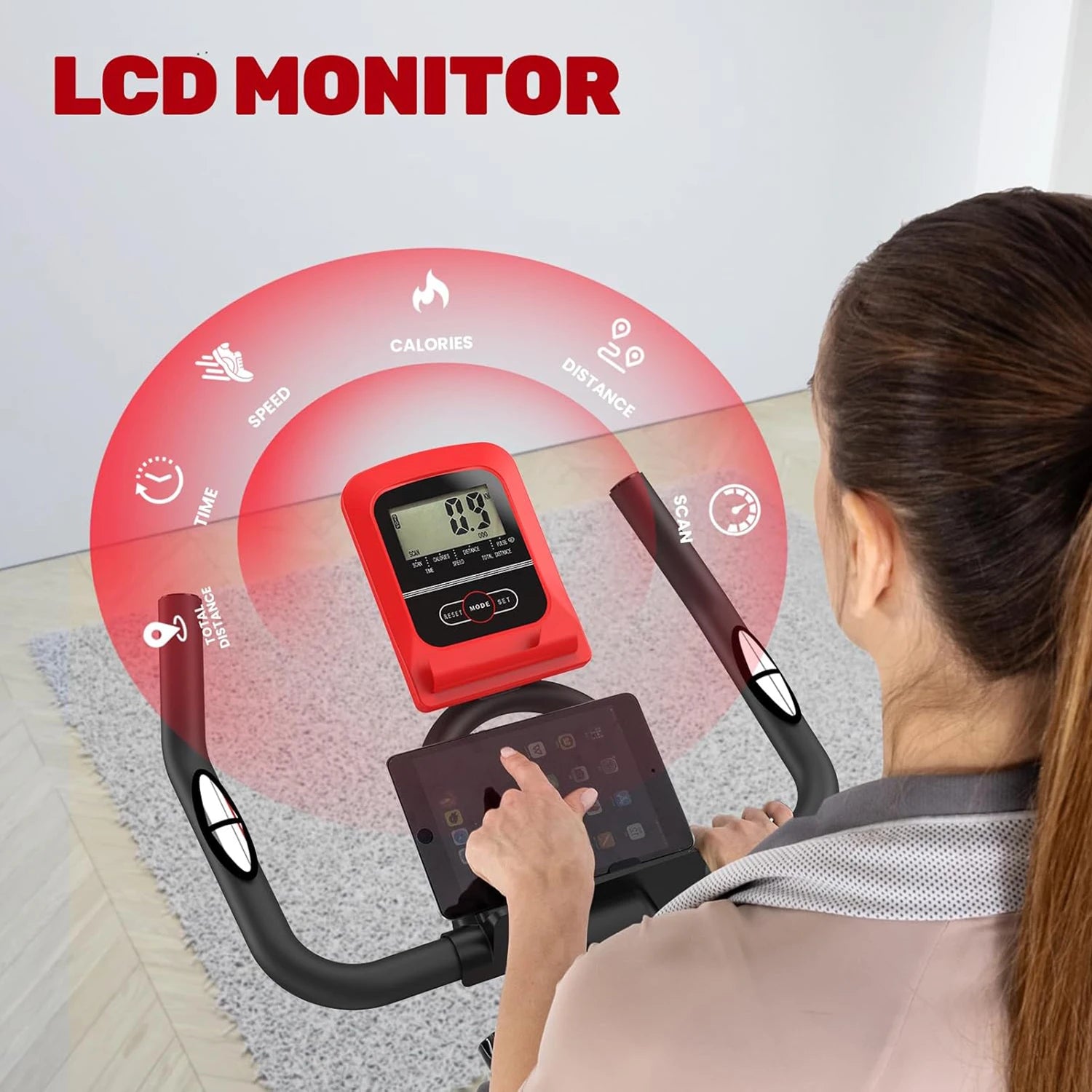 Exercise Bike Home Ergometer Exercise Bike with Adjustable Magnetic Resistance Indoor Bicycle LCD Display 150 Kg Load Capacity