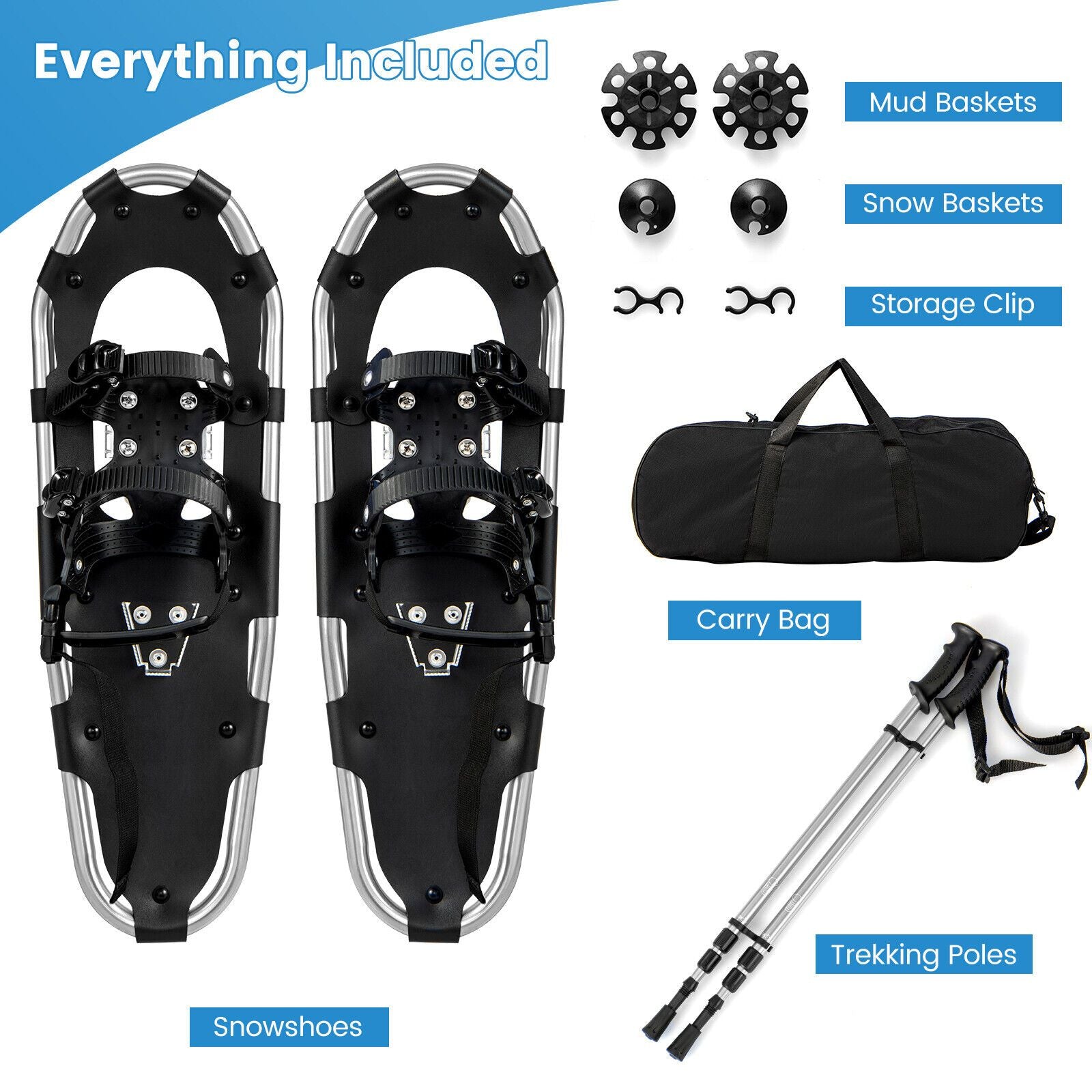 4-In-1 Lightweight Terrain Snowshoes for Adults Youth Kids