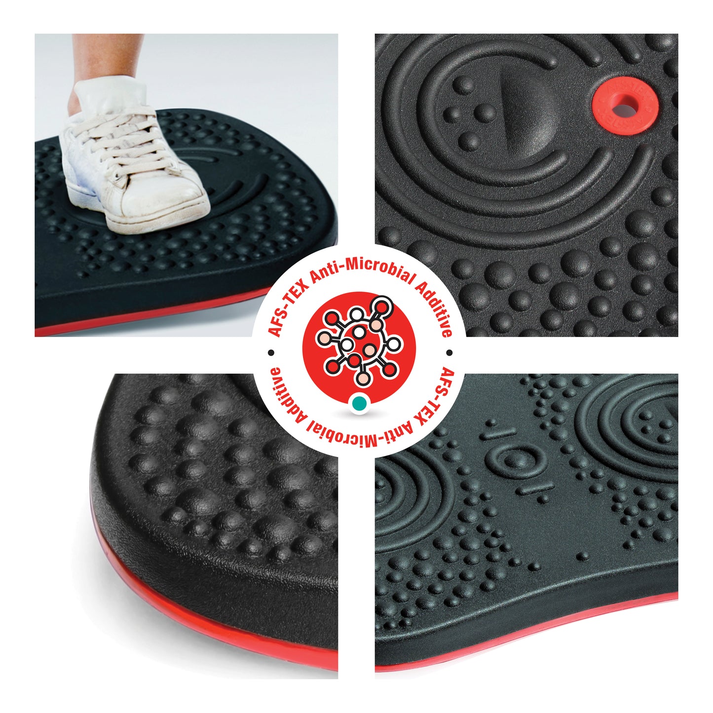 AFS-TEX® Active Balance Board – Anti-Microbial Wobble Board for Standing Desks & Exercise, 35 x 50cm, Black