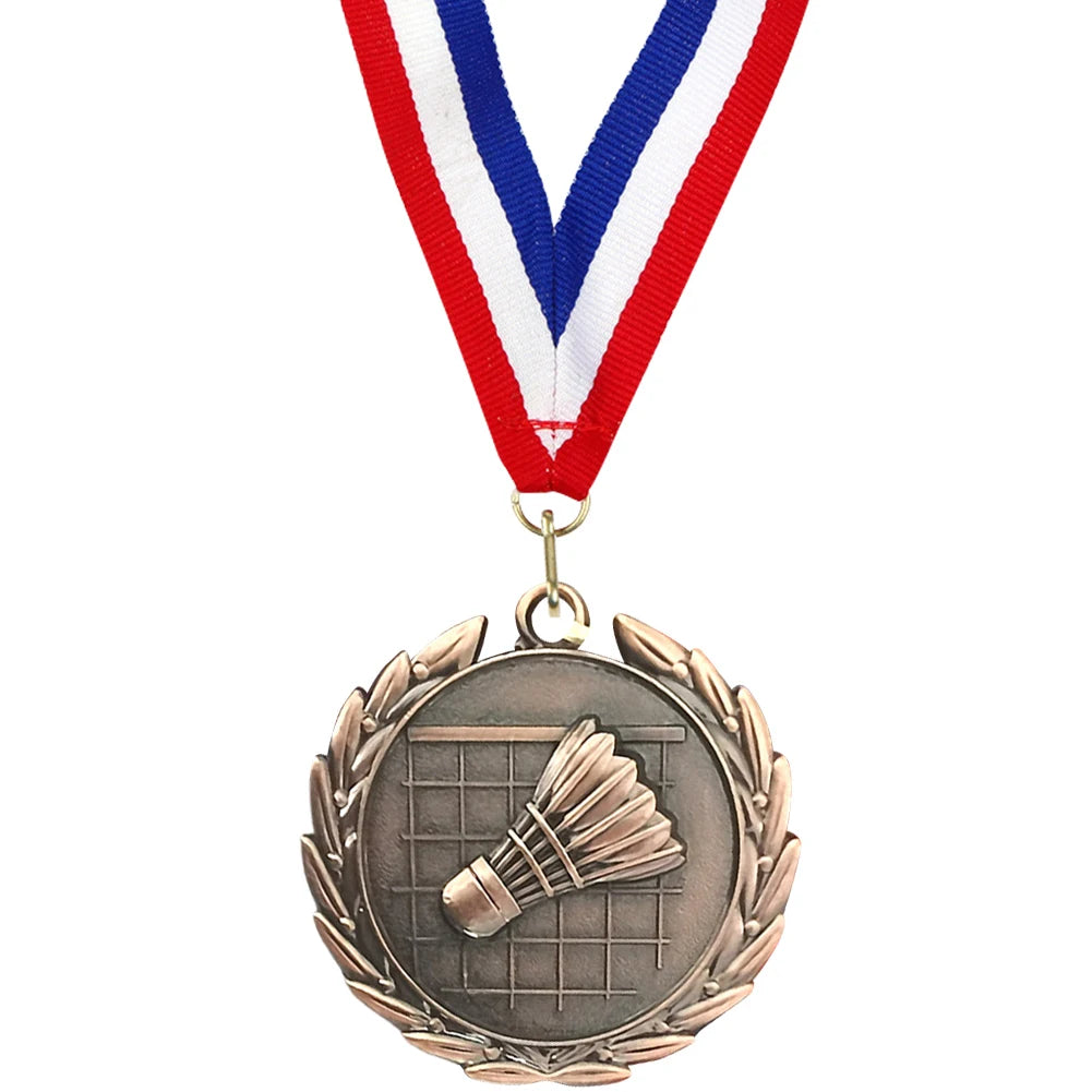 5Cm Badminton Medal Sports Medals with Neck Ribbon Metal Winner Medals Badminton Award Medals for Games Sports Competitions