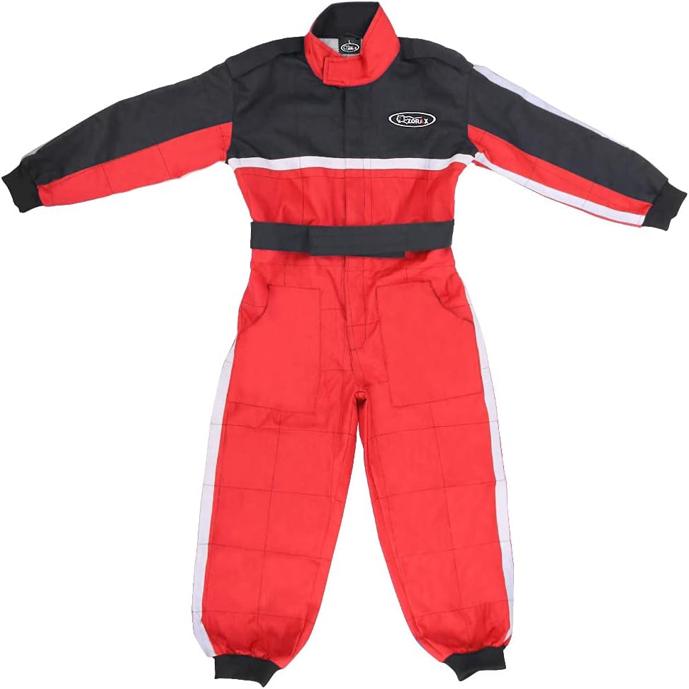 CUB Kids Motocross Suit – Black (9-10 Years) | 1-Piece Junior Race Suit for Boys & Girls | Durable Oxford Quad, ATV & Karting Overalls