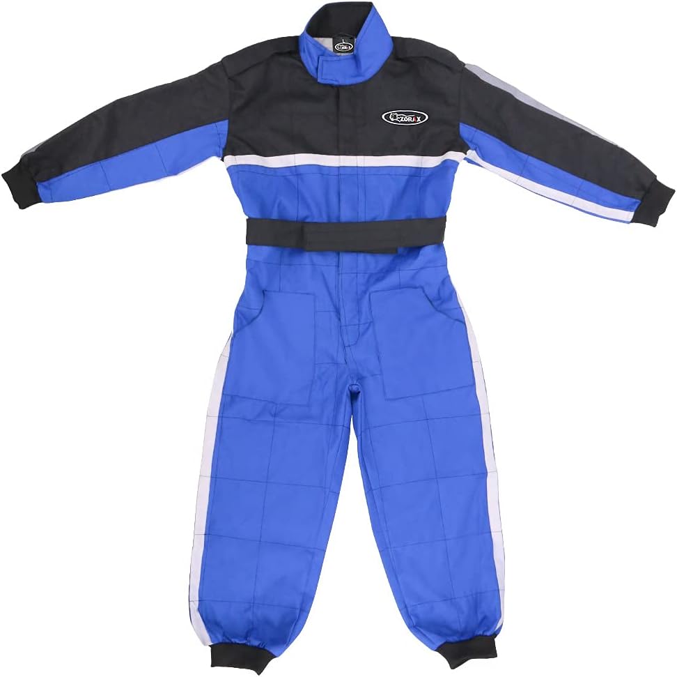 CUB Kids Motocross Suit – Black (9-10 Years) | 1-Piece Junior Race Suit for Boys & Girls | Durable Oxford Quad, ATV & Karting Overalls