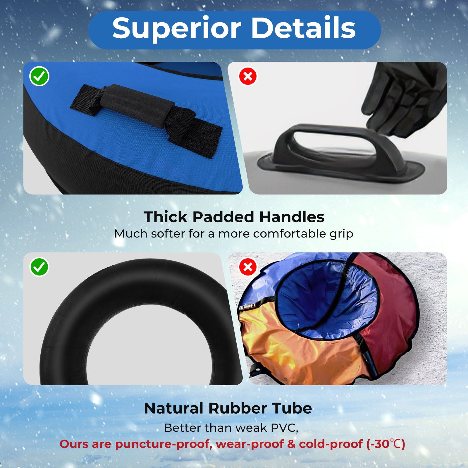 2-Person Inflatable Snow Tube for Adults Kids