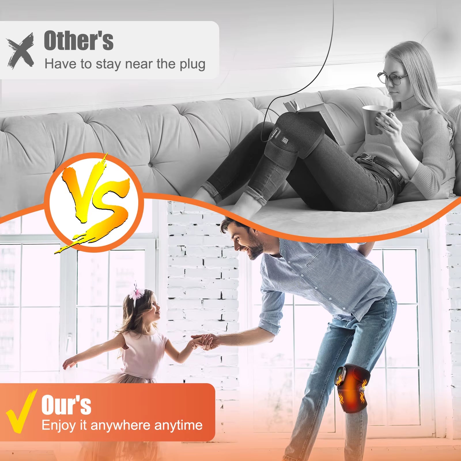 Wireless Electric Knee Brace Vibration Heating Knee Massager Red Light Therapy Hot Compress Knee Pad Shoulder Elbow Pad