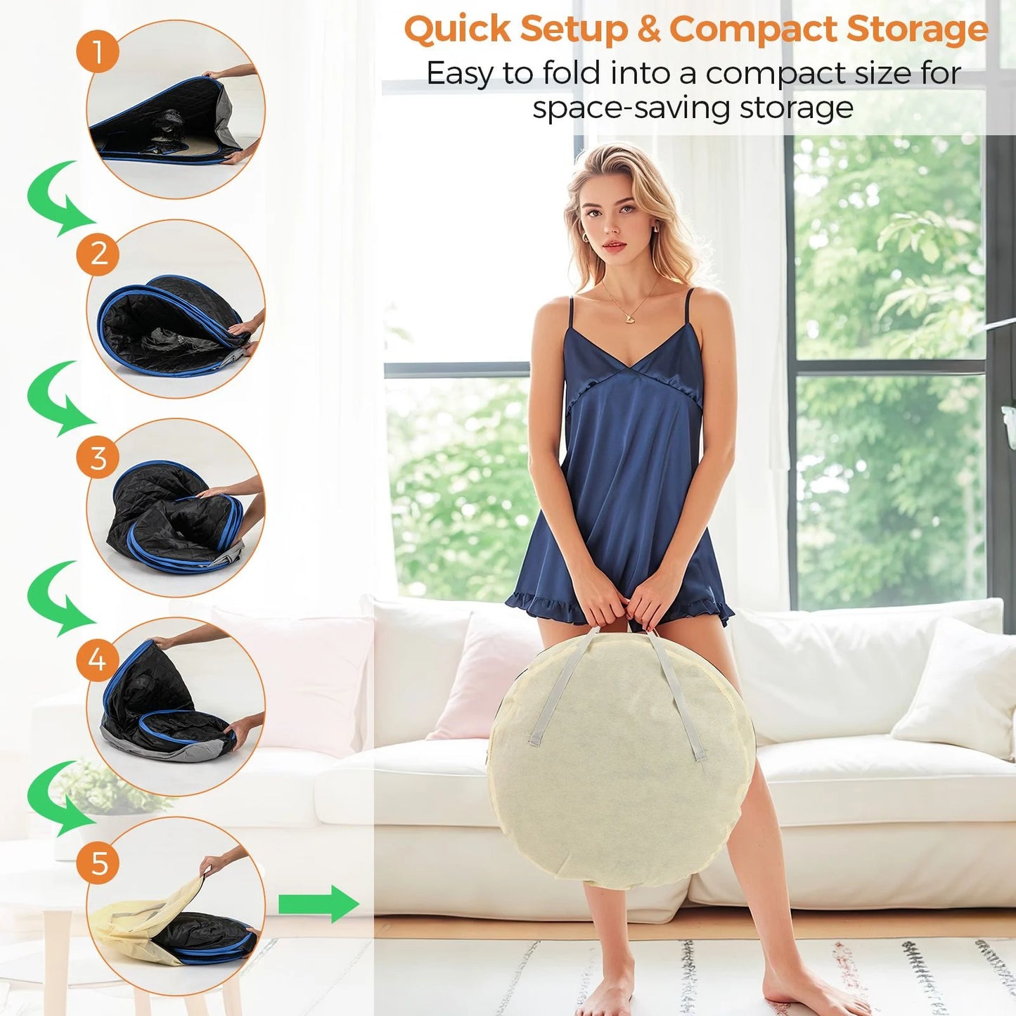 Portable Steam Sauna Tent with 1000W Steam Generator and Chair, 3L Capacity