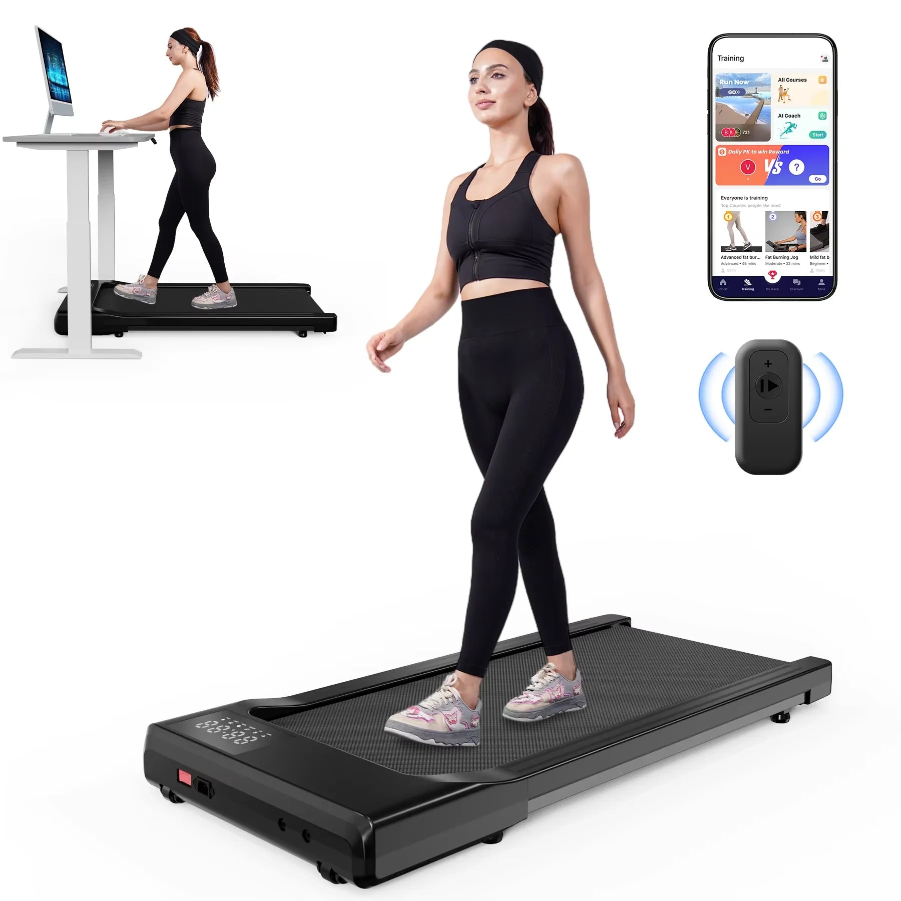 90CM Long Walking Area 200 Lb Walking Pad ,Under Desk Treadmill with Remote Control ,2 in 1 Portable Walking Treadmill for Home