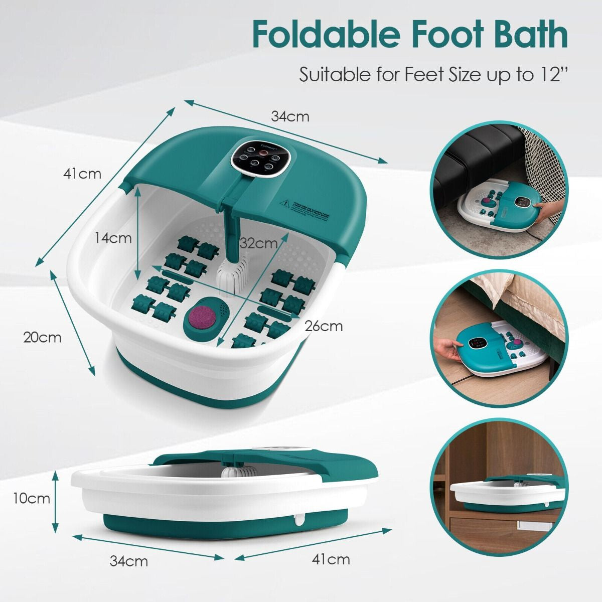 Deluxe Foot Spa Massager with Heat, Bubbles, and Remote Control
