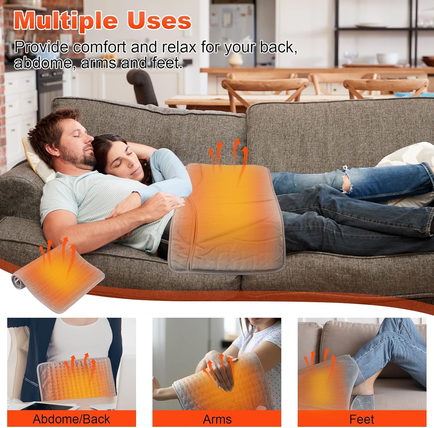 Electric Heated Foot Warmer, 74X40Cm Fast Heating Foot Warmer Pad, Washable Feet Warmer with 6 Levels Temp & 4 Timers, Fast Heating Pad for Back Pain Relief, Hands, Shoulders, Abdomen