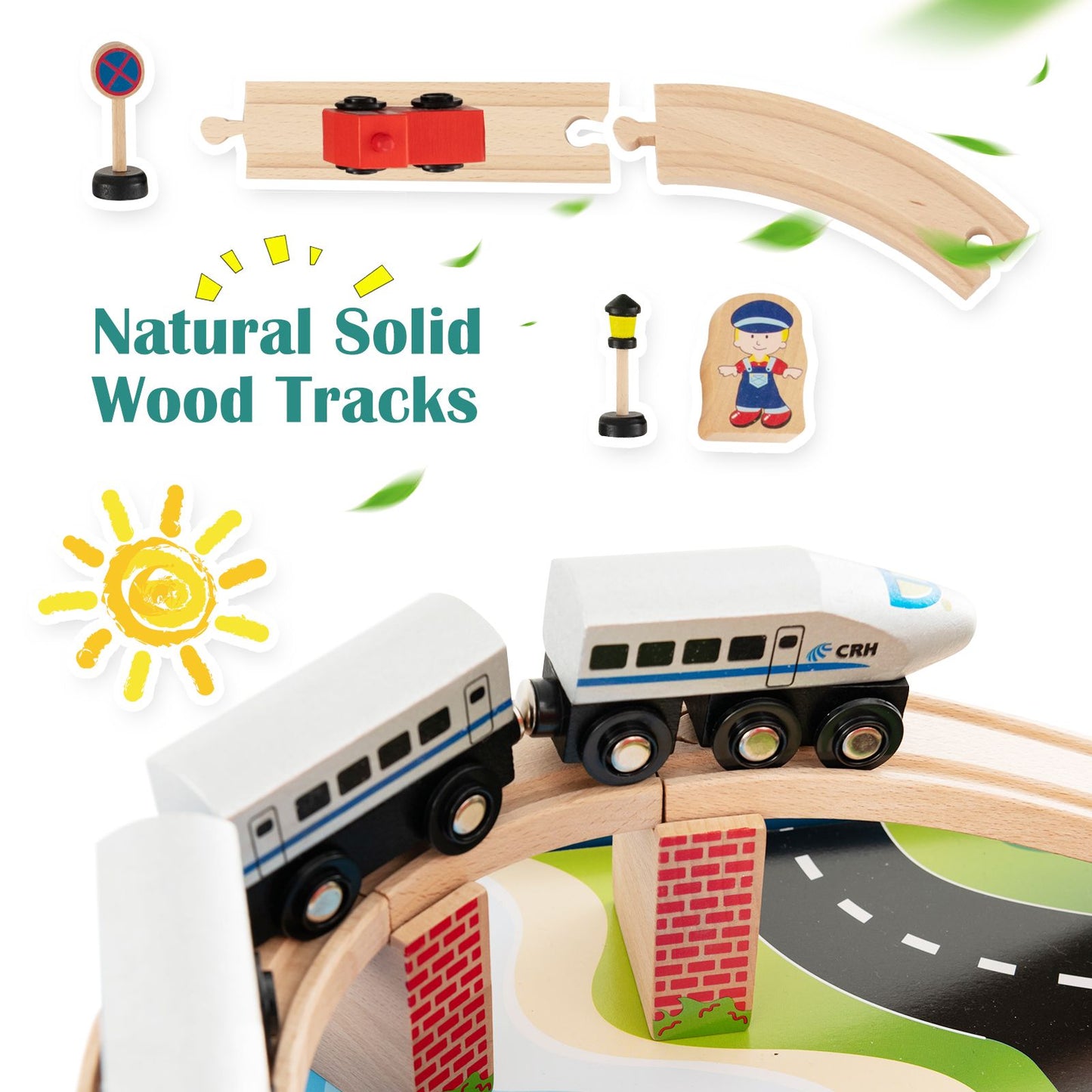 80-Piece Wooden Train Table Playset with Reversible Tabletop | Kids Railway Activity Table with Tracks, Trains & Accessories