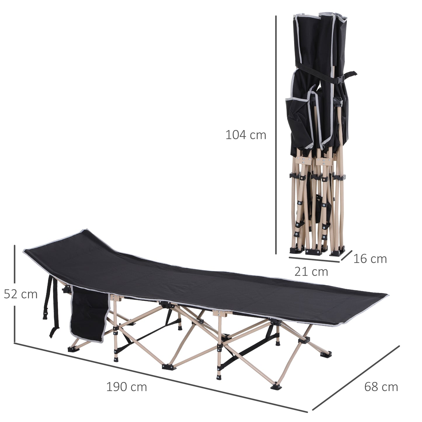 Single Portable Outdoor Military Sleeping Bed Camping Cot Black Outsunny Black
