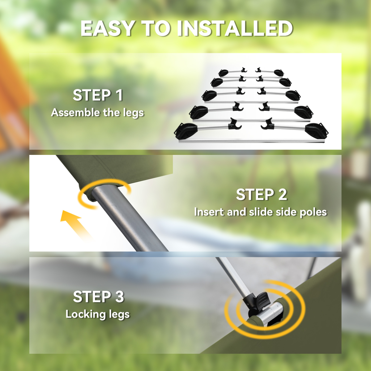 Folding Camping Bed with Carry Bag, Lightweight Portable Cot – Dark Green