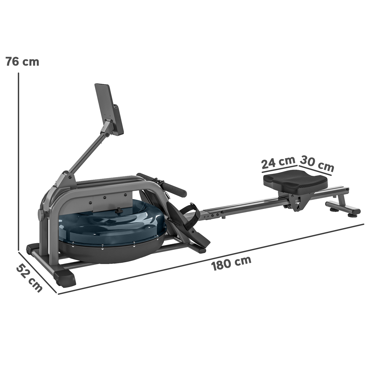 Water Rowing Machine with 6-Level Adjustable Resistance & Upright Storage