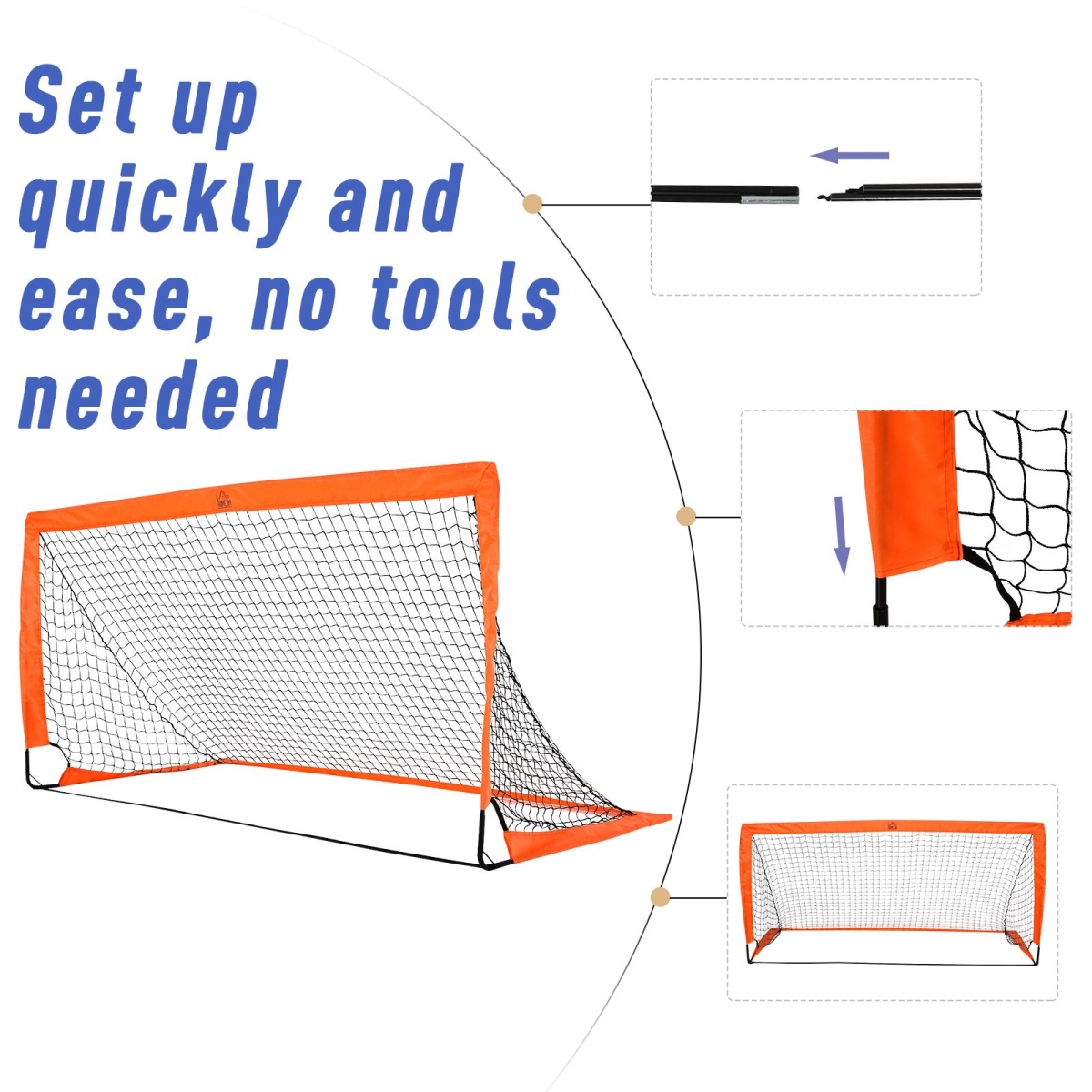 Foldable 6'x3' Outdoor Football Goal with All-Weather Net for All Ages - All Round Fitness