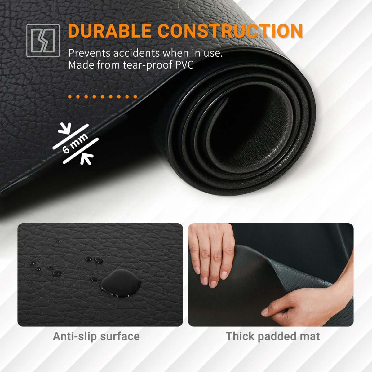 HOMCOM 6mm Thick Gym Equipment Mat – Non-Slip Floor Protector for Treadmills, Bikes & Rowers (180 x 90cm) - All Round Fitness