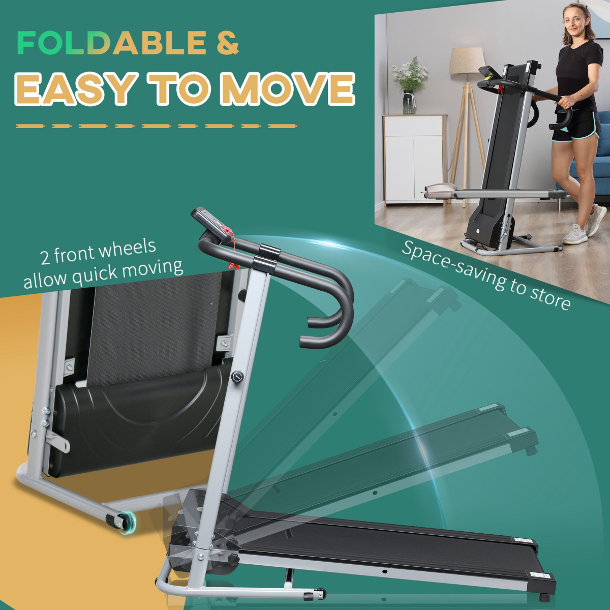 Portable Folding Electric Treadmill - 1.25HP Home Fitness Machine - All Round Fitness